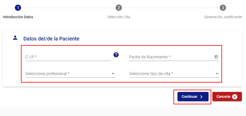 Ingresar datos del paciente en Astursalud para cita de atención primaria